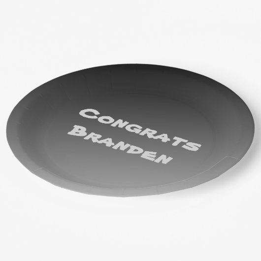 Gefeliciteerd met Black Gradient Papieren Bordje (Gekanteld)