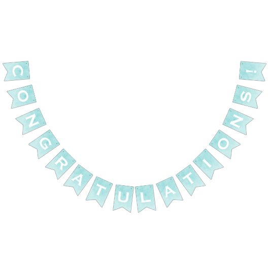 Gefeliciteerd, met Blauwgroen Waterverf wassen Vlaggetjes (Alle)