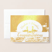 Gefeliciteerd met bruiloft/ jubileum/ verloving folie kaarten (Voorkant met envelop)