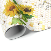 Gefeliciteerd met bruiloft zonnebloem - Namen toev Cadeaupapier (Rol Hoek)