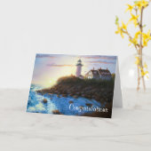 Gefeliciteerd met Cape Cod MASS Lighthouse Card Kaart (Gele Bloem)