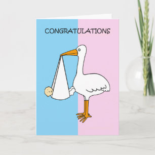 Gefeliciteerd met Cartoon Stork Kaart