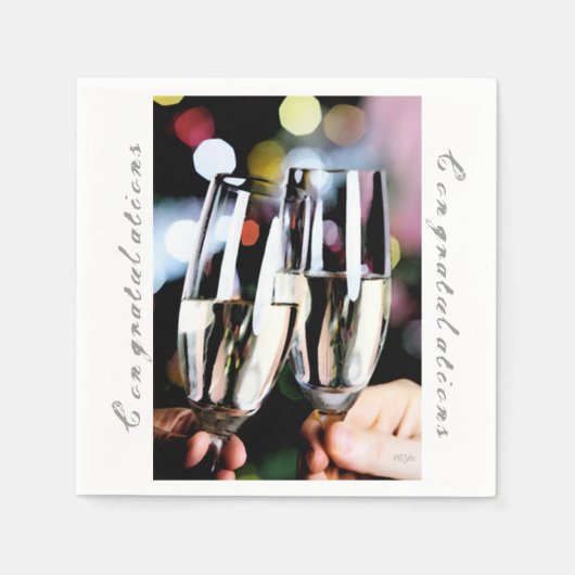 Gefeliciteerd met Champagne Glass Toast Servetten (Voorkant)