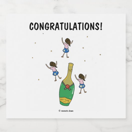 Gefeliciteerd met Champaign Label Sparkling Wijnetiket (Enkel label)