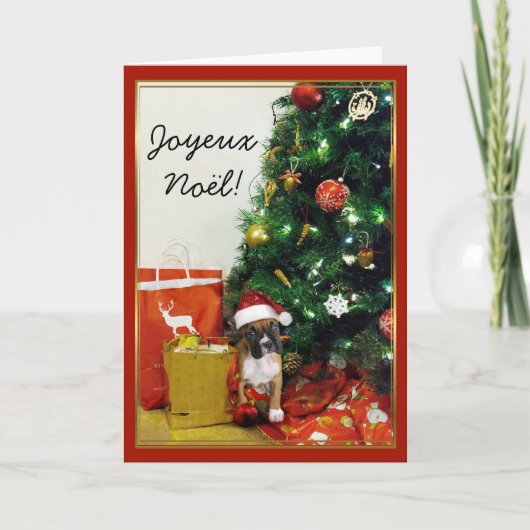 Gefeliciteerd met Christmas Boxer Dog greeting car Feestdagen Kaart (Voorkant)