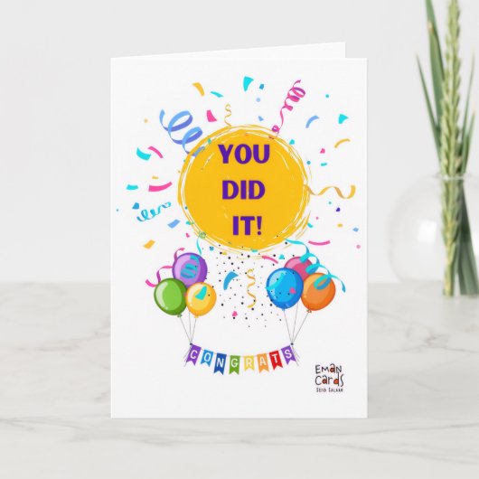 Gefeliciteerd met Confetti en Ballonnen Kaart (Voorkant)