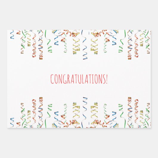 Gefeliciteerd met Confetti Streamers Gold Multicol Inpakpapier Vel (Voorkant 3)