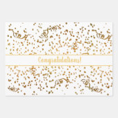 Gefeliciteerd met Confetti Streamers Gold Multicol Inpakpapier Vel (Voorkant)