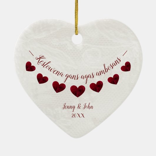 Gefeliciteerd met Cornish Language verloving Keramisch Ornament (Achterkant)