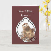 Gefeliciteerd met Cute Waterverf Otter Kaart (Gele Bloem)