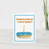 Gefeliciteerd met de 1e nuchtere donut kaars kaart (Voorkant)
