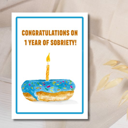 Gefeliciteerd met de 1e. soberheid donut kaars kaart