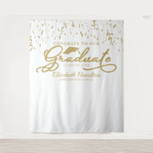 Gefeliciteerd Met De Afgestudeerde Goud En Witte A Wandkleed