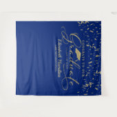 Gefeliciteerd met de afgestudeerde gouden en blauw wandkleed (Voorkant (horizontaal))