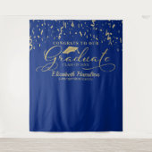 Gefeliciteerd met de afgestudeerde gouden en blauw wandkleed (Voorkant)