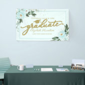 Gefeliciteerd met de afgestudeerde turquoise bloem spandoek (Beurs)