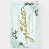 Gefeliciteerd met de afgestudeerde turquoise bloem spandoek (Verticaal)