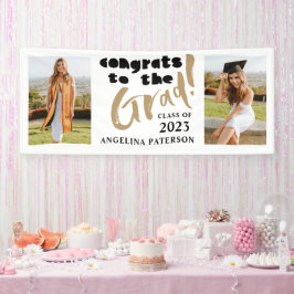 Gefeliciteerd met de Afstudeerder Black & Gold Gra Spandoek