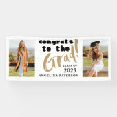 Gefeliciteerd met de Afstudeerder Black & Gold Gra Spandoek (Horizontaal)