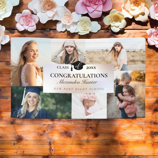 Gefeliciteerd met de Afstuderen 6 fotocollage Spandoek