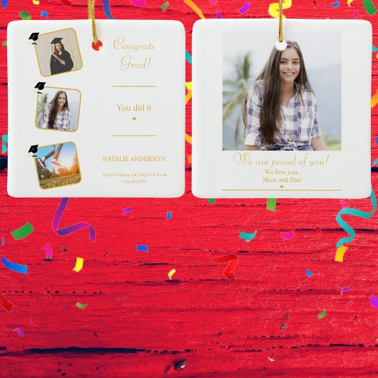 Gefeliciteerd met de Afstuderen foto Eenvoudig Afs Keramisch Ornament