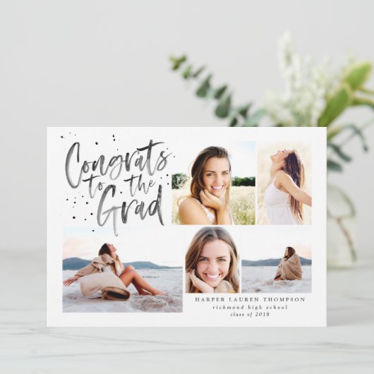 Gefeliciteerd met de afstuderen fotoaankondiging aankondiging (Staand voorkant)