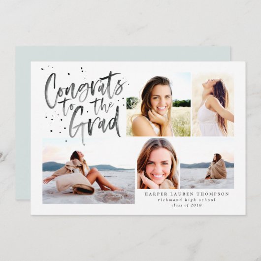 Gefeliciteerd met de afstuderen fotoaankondiging aankondiging (Voorkant / Achterkant)