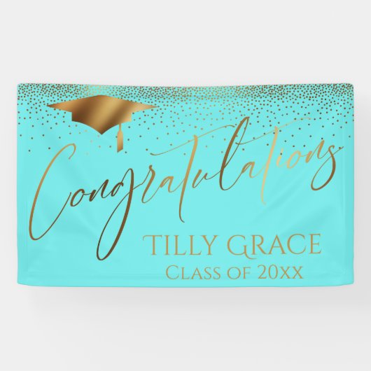 Gefeliciteerd met de Afstuderen Gold Confetti op A Spandoek (Horizontaal)