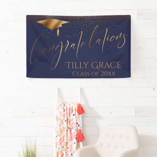 Gefeliciteerd met de Afstuderen gouden Confetti vo Spandoek (Insitu)