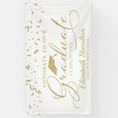 Gefeliciteerd met de Afstuderen gouden en witte ba Spandoek (Verticaal)