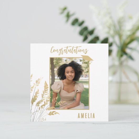Gefeliciteerd met de Afstuderen gouden foliefoto Kaart (Staand voorkant)