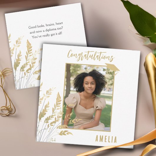 Gefeliciteerd met de Afstuderen gouden foliefoto Kaart