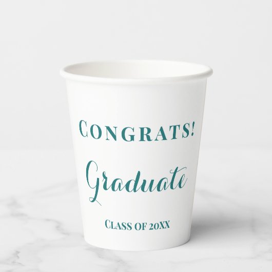 Gefeliciteerd met de Afstuderen Groen & Wit Papieren Bekers (Achterkant)