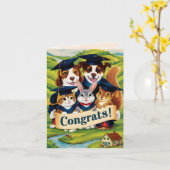 Gefeliciteerd met de afstuderen leuke dieren kaart (Gele Bloem)