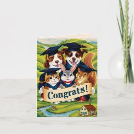 Gefeliciteerd met de afstuderen leuke dieren kaart