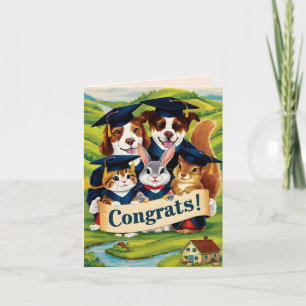 Gefeliciteerd met de afstuderen leuke dieren kaart