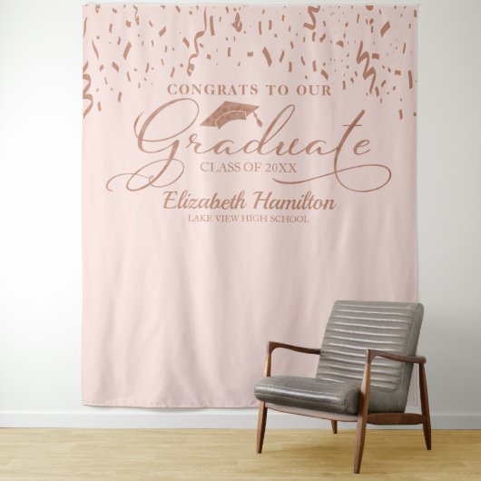 Gefeliciteerd met de Afstuderen Rozen gouden roze  Wandkleed (In situ)