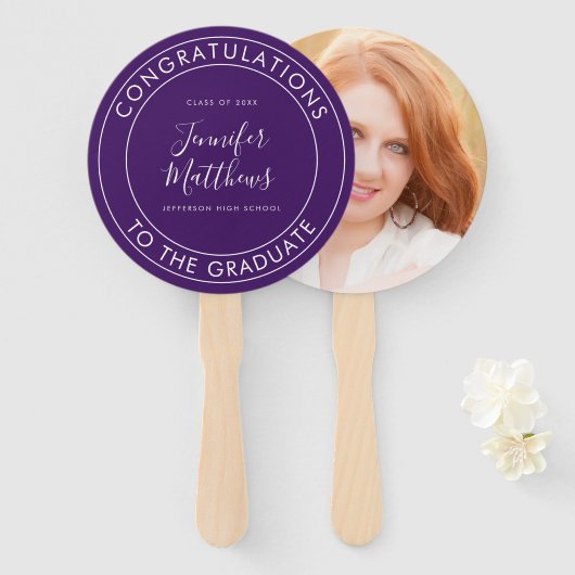 Gefeliciteerd met de Afstuderen schoolkleur Handwaaier (Voorkant en achterkant)