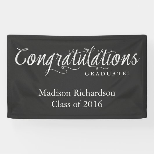 Gefeliciteerd met de Afstuderen Trendy Chalkboard  Spandoek (Horizontaal)