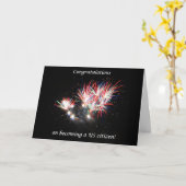 Gefeliciteerd met de Amerikaanse burger, Fireworks Kaart (Gele Bloem)