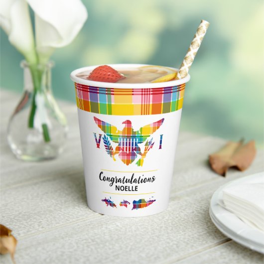 Gefeliciteerd met de Amerikaanse Maagdeneilanden M Papieren Bekers (Insitu)