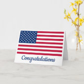 Gefeliciteerd met de Amerikaanse vlag Kaart (Gele Bloem)