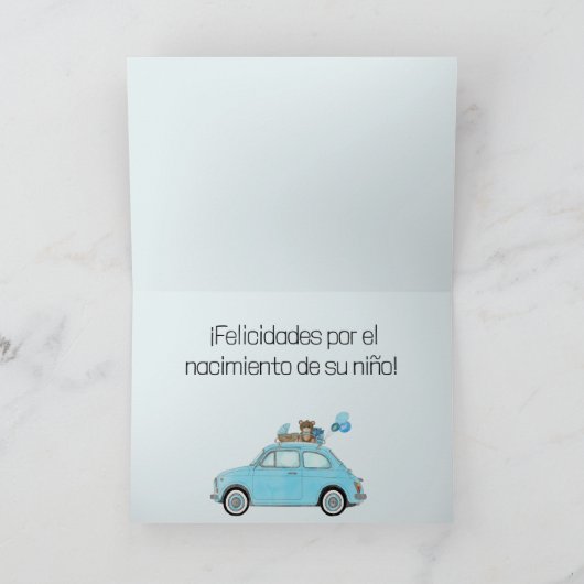 Gefeliciteerd met de Baby Boy Fiat 500 in het Spaa Kaart (Binnen)
