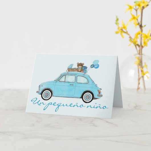 Gefeliciteerd met de Baby Boy Fiat 500 in het Spaa Kaart (Gele Bloem)