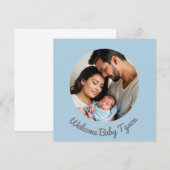 Gefeliciteerd met de baby jongen blauw, welkom bab kaart (Voorkant / Achterkant)