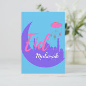 Gefeliciteerd met de ballon Eid Mubarak Bedankkaart (Staand voorkant)