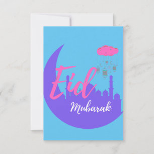 Gefeliciteerd met de ballon Eid Mubarak Bedankkaart