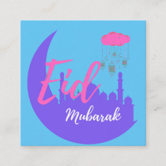 Gefeliciteerd met de ballon Eid Mubarak Vierkante Visitekaartje