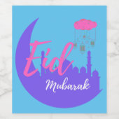 Gefeliciteerd met de ballon Eid Mubarak Wijn Etiket (Enkel label)