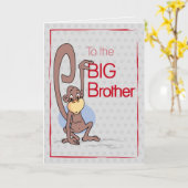 Gefeliciteerd met de Big Brother, Cute Monkey Kaart (Gele Bloem)